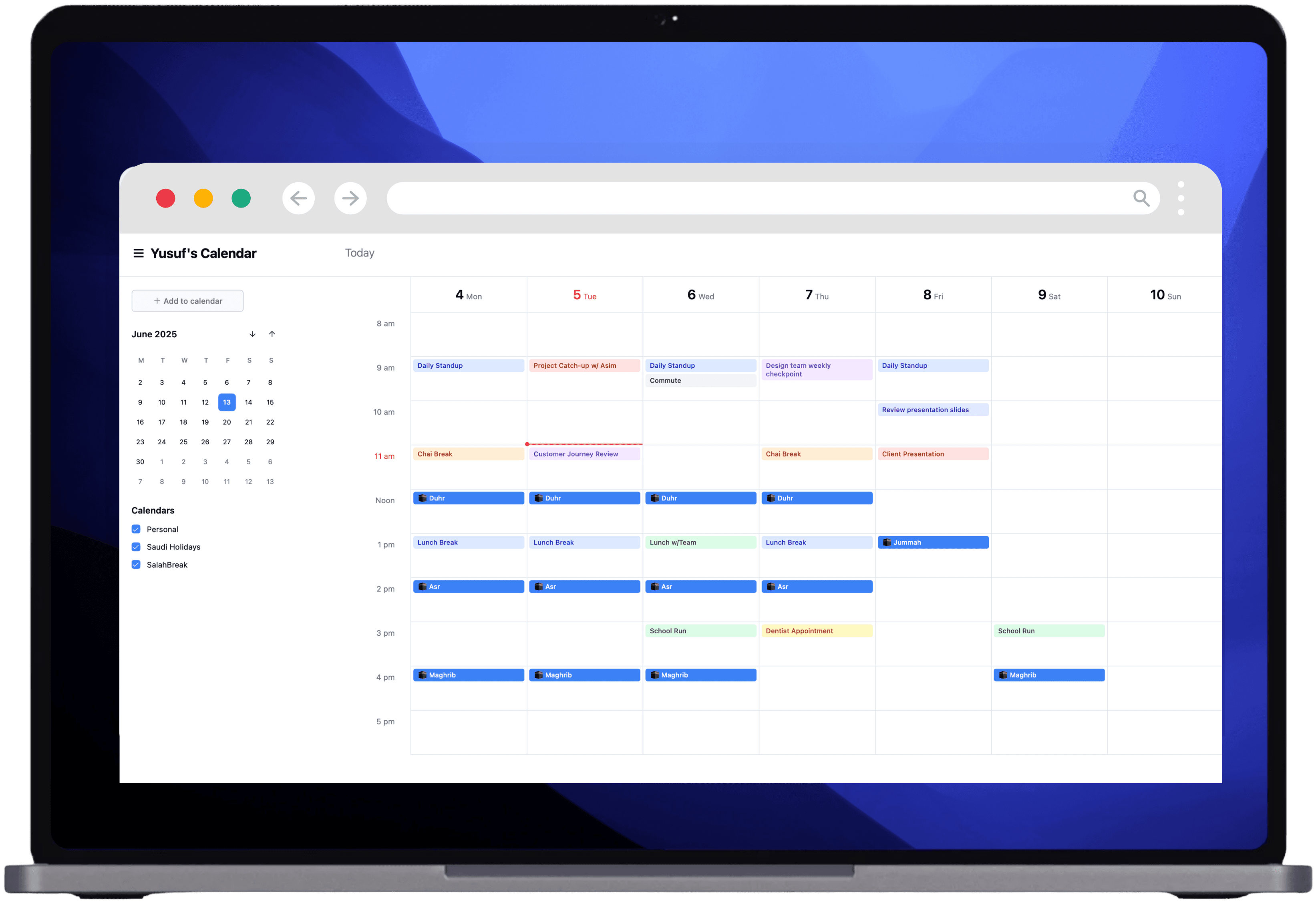 SalahBreak Calendar Preview
